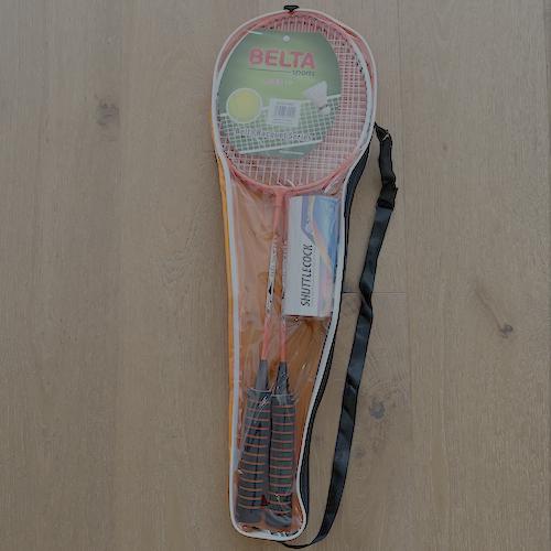 2 x Belta Badminton Racquets (Steel Frame) & 3 x Shuttles in Zip Bag