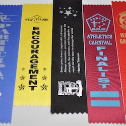 480 x Custom Printed 20cm x 4.8cm Sports Ribbons (BioPreferred) Single Side Satin (2-3wks lead time)