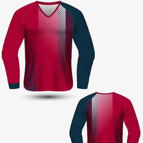 BK Sublimation V Neck Long Sleeve Tees (Mens/Ladies/Kids) Athletic Fit