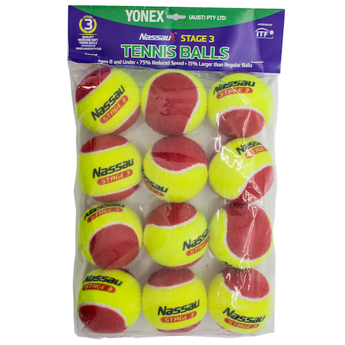 Nassau Stage 3 Low Compression Tennis Balls (5-8 Years) 12 Balls