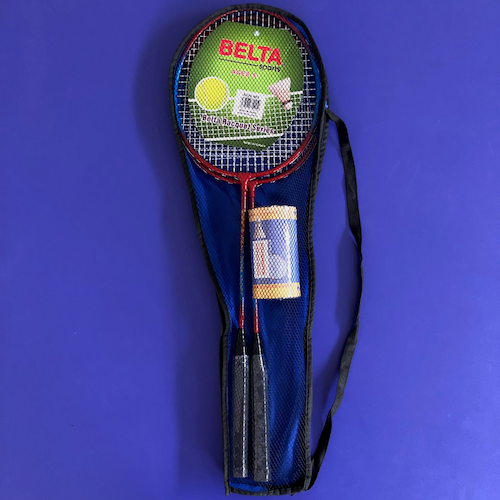 2 x Belta Badminton Racquets (Steel) + Shuttle in Zip Bag